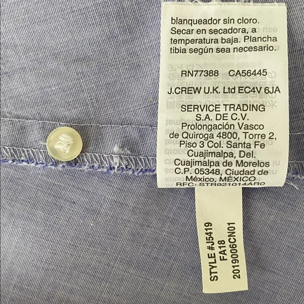 J.Crew Blue Button-Up Cotton Midi Dress Sz 4 Preppy Academia Classic Euro Summer